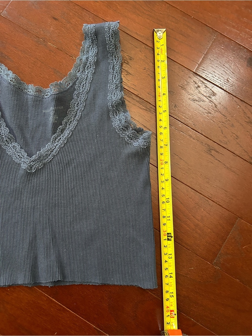 Brandy Melville Ronnie Lace Tank Top Grey/ navy color one size made in Europe - Picture 3 of 7